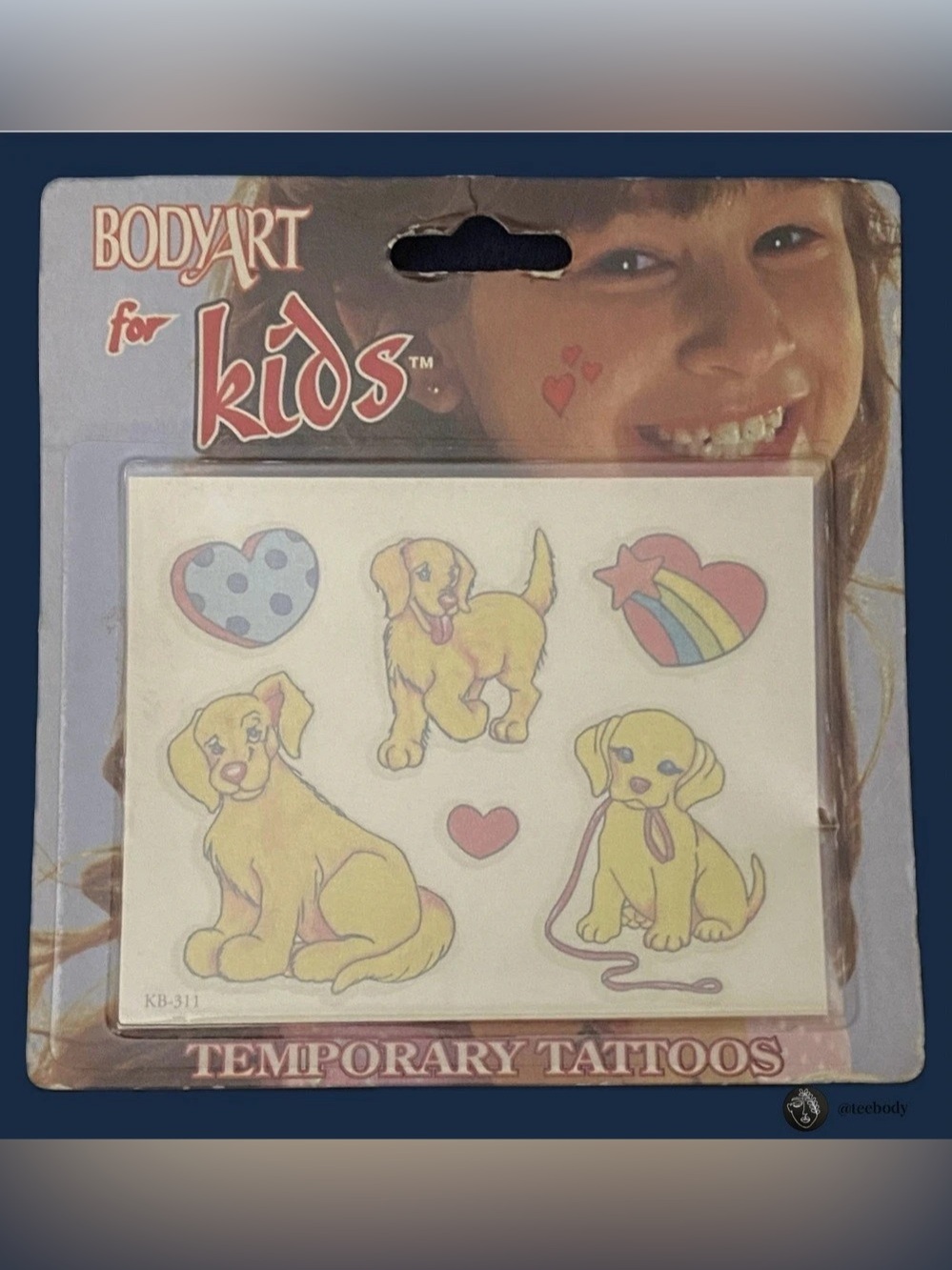 Vintage 1995 BodyArt For Kids Puppy Dog Temporary Tattoos 90s
